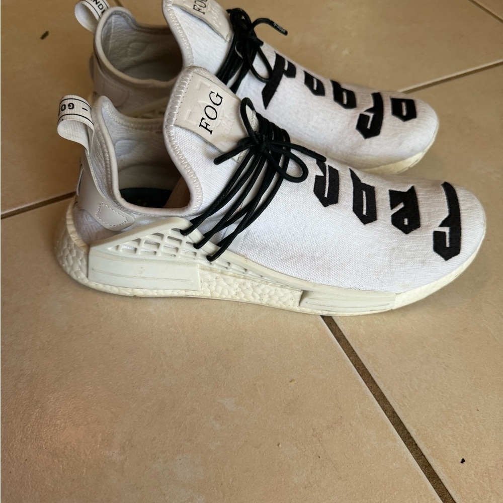 Adidas Human Race Pharrell x NMD cream and black FOG mens sneakers